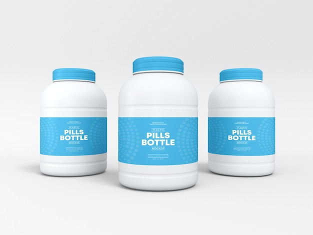 Plastic pill jar packaging mockup