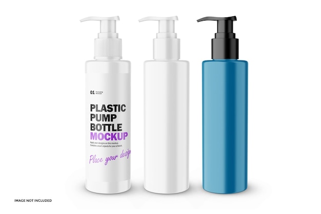 Plastic pompfles met plastic deksel psd mockup