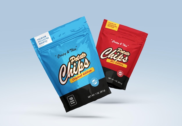 Plastic pouch packaging mockup