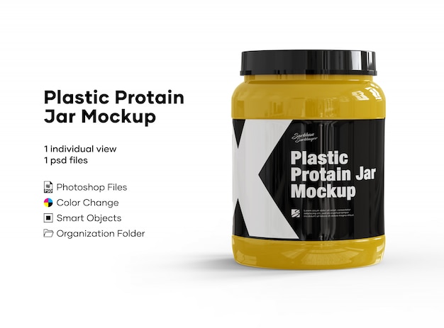 Plastic pratain jar mockup