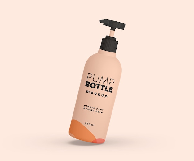 Mockup di bottiglia di plastica con pompa