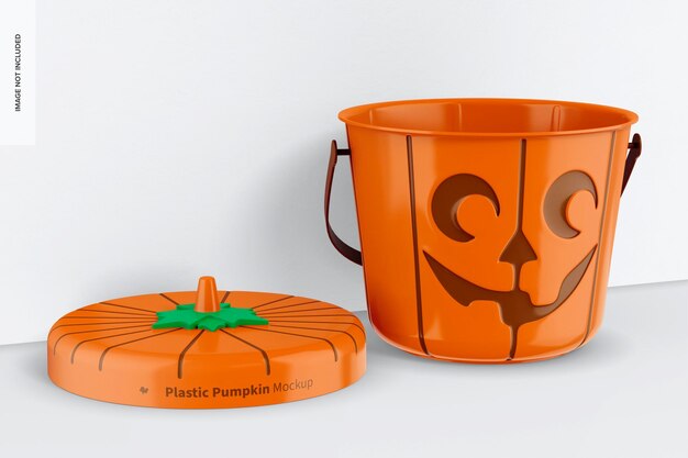 PSD plastic pumpkin mockup, opened