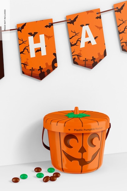 PSD plastic pumpkin mockup