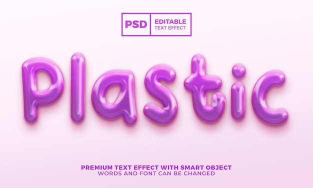 Plastic purple 3d editable text effect style