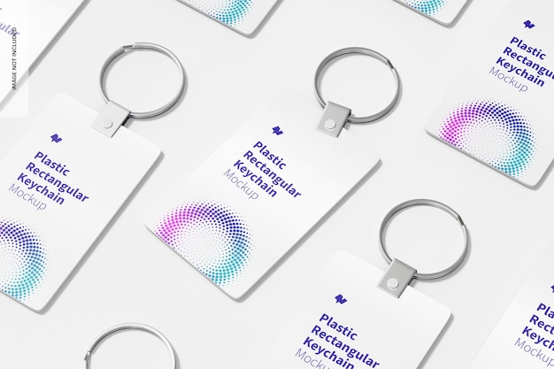 Plastic rechthoekige sleutelhangers set mockup