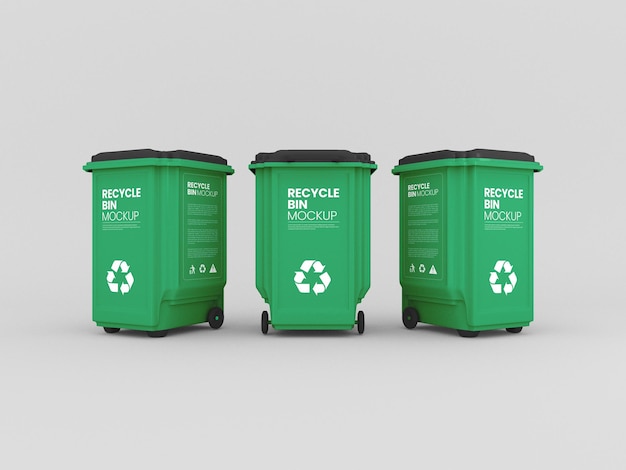 Plastic recycle bins mockup