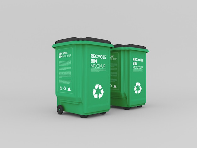 Plastic recycle bins mockup