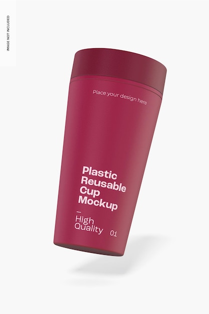 plastic reusable cup mockup, falling