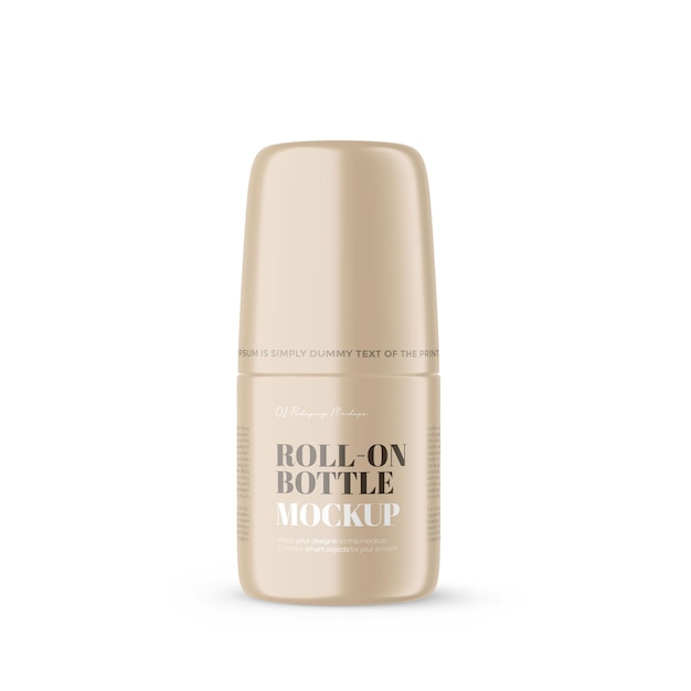 Plastic roll-on bottle cosmetic psd mockup