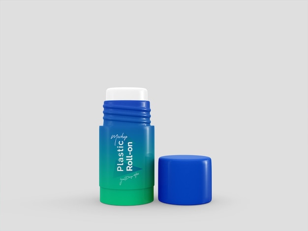 PSD Пластиковый рулон на макете бутылки дезодоранта с крышкой