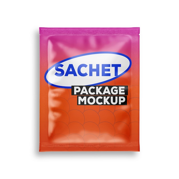 Plastic sachet packaging mockup