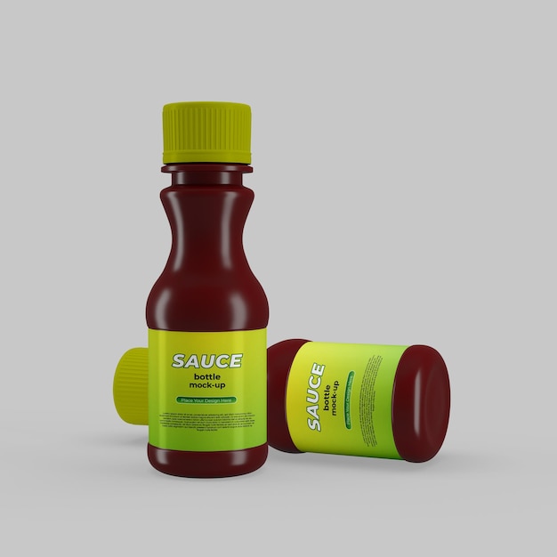 Plastic sauce bottle mockup