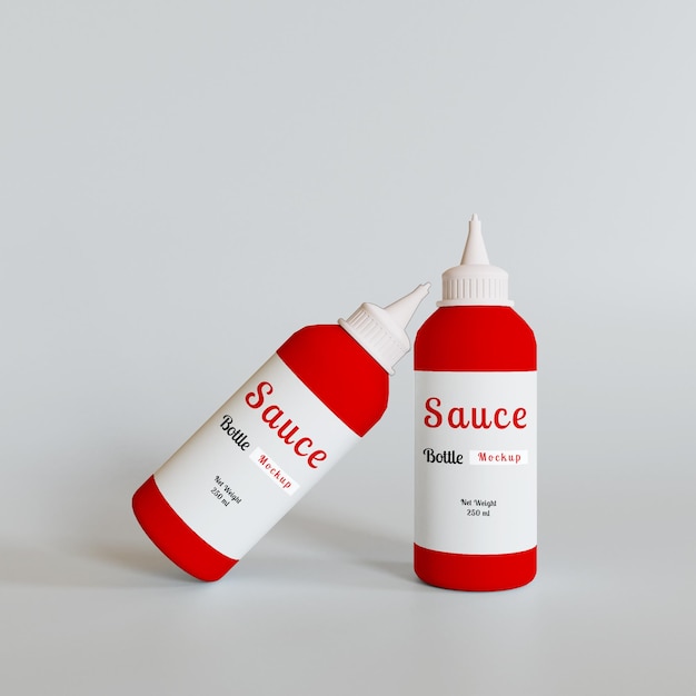 plastic sauce squeeze bottle packaging mockup