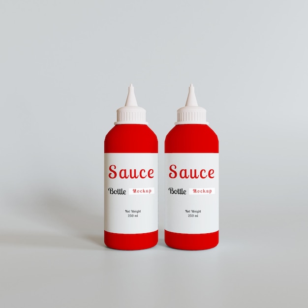 Plastic sauce squeeze bottle packaging mockup