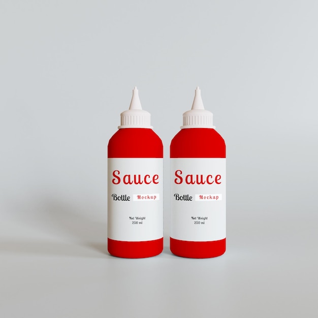 plastic sauce squeeze bottle packaging mockup
