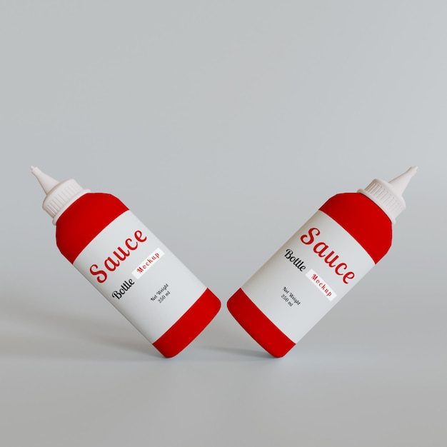 Plastic sauce squeeze bottle packaging mockup