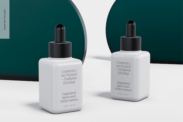 Plastic Serum Flessen Mockup, Zijaanzicht