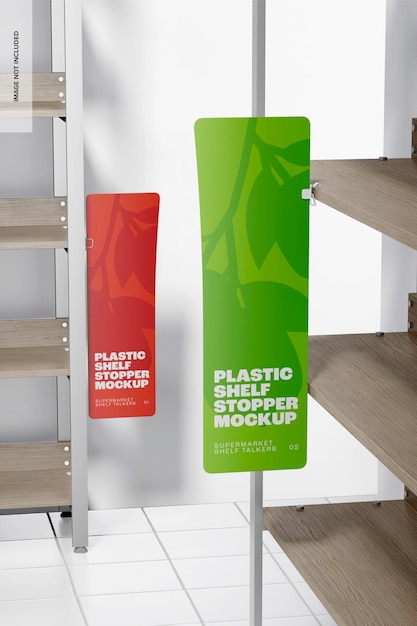 Plastic shelf stoppers mockup