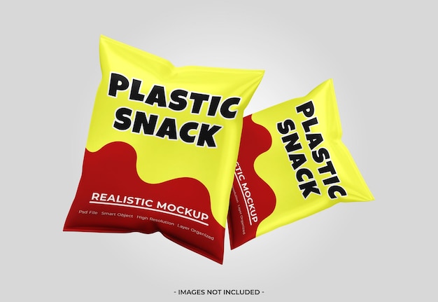 Mockup di confezionamento snack in plastica