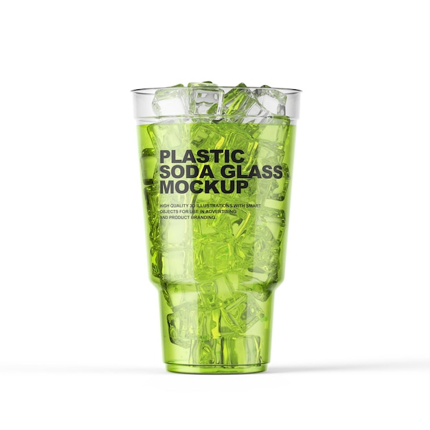 PSD plastic soda glass mockup