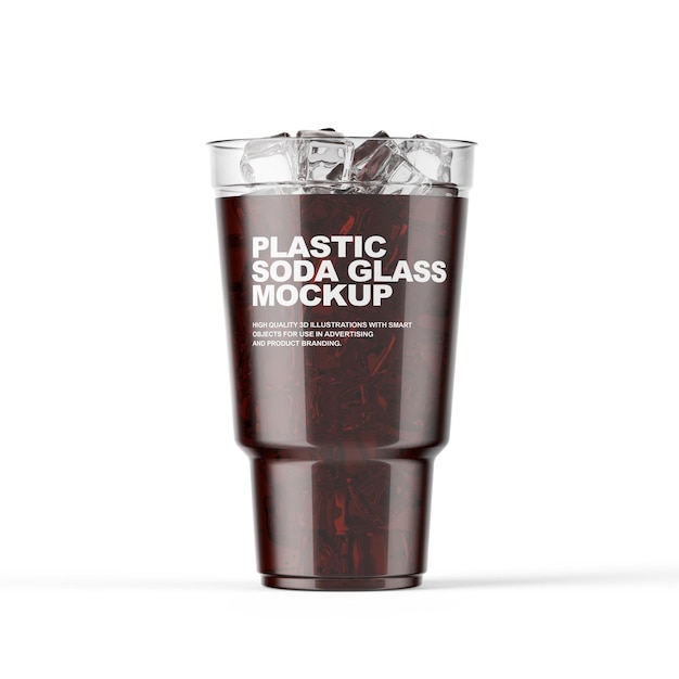 PSD mockup di vetro soda in plastica