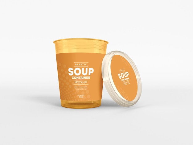 Mockup di imballaggio per contenitori di zuppa di plastica