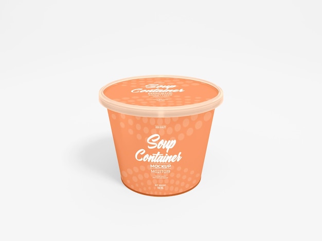 Mockup di imballaggio per contenitori di zuppa di plastica