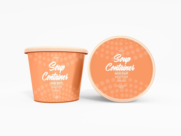 Mockup di imballaggio per contenitori di zuppa di plastica