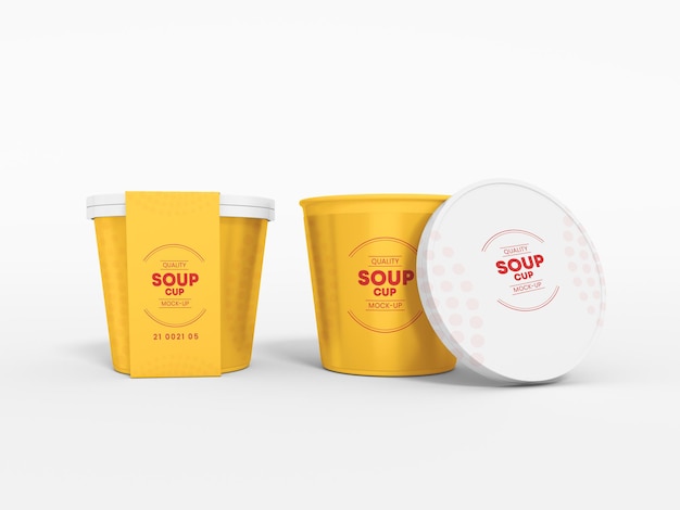 Мокап упаковки пластиковой чашки для супа