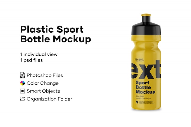 Plastic sport bottle mockup