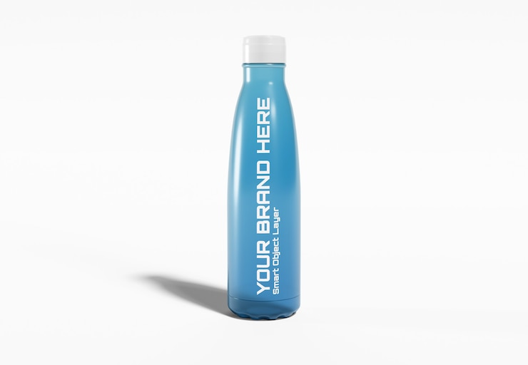 PSD plastic sport bottle on white mockup