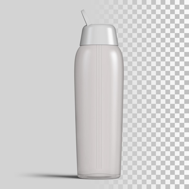 Plastic sport nutrition drink bottle on bright grey background