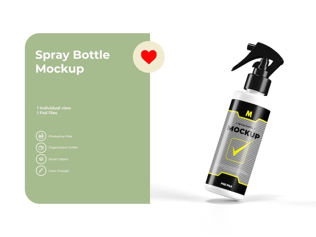 Plastic spray bottle mockup isolated