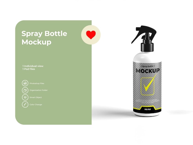 Plastic spray bottle mockup isolated