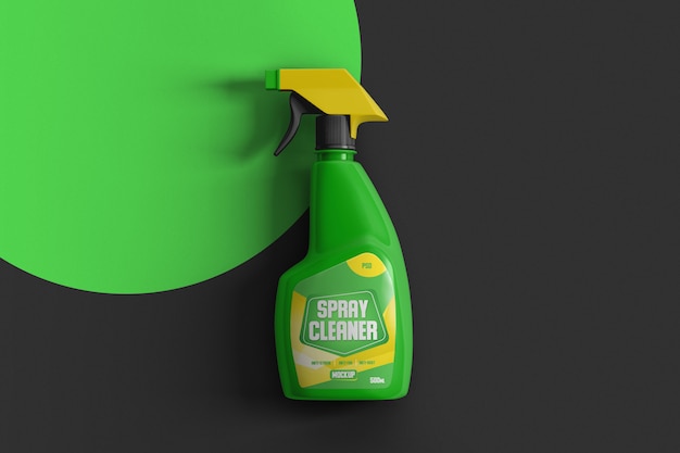 Bottiglia di plastica spray vista dall'alto mockup