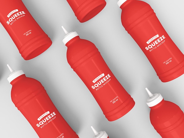 PSD mockup di bottiglia da spremere in plastica