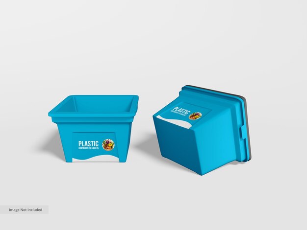 Plastic storage container packaging mockup