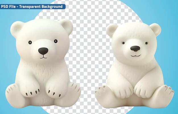 PSD plastic style cute polar bear bath toys for kids a 3d rendered set