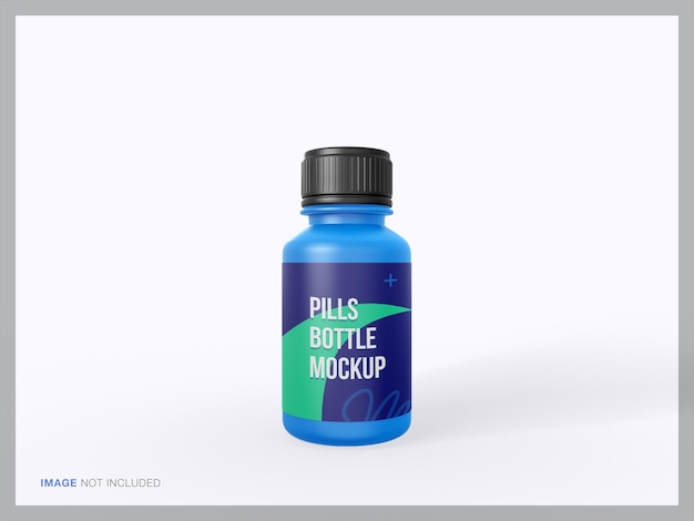 PSD plastic supplement bottle close-up front view mockup