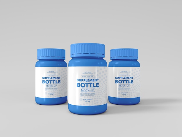 Plastic supplement bottles mockup