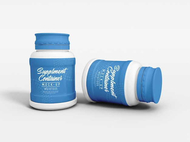 Plastic supplement container bottle packaging mockup