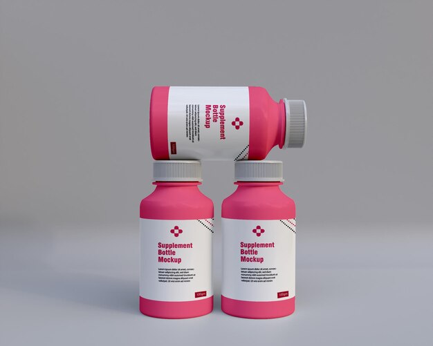 Plastic supplement medicijnfles mockup 3d