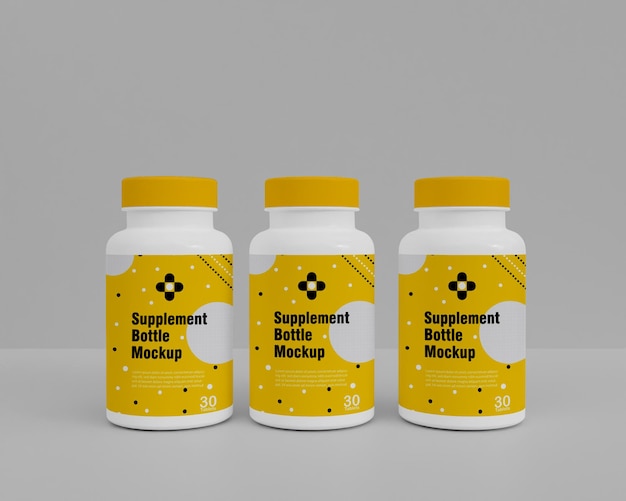 Plastic supplement medicine bottle mockup 3d