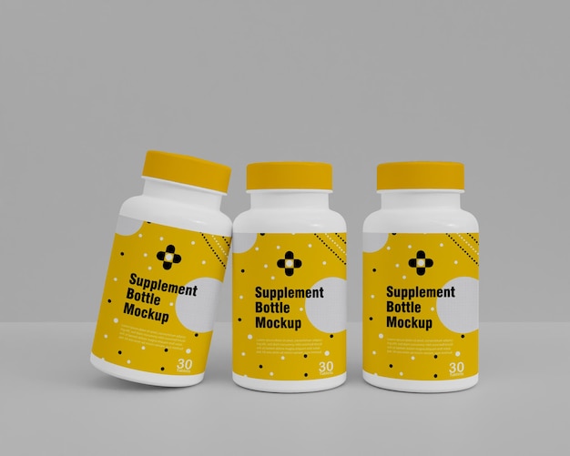 Plastic supplement medicine bottle mockup 3d