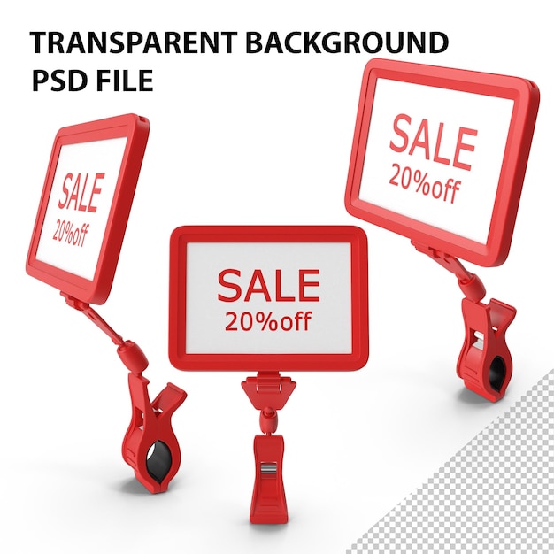 PSD plastic tag with clip red png