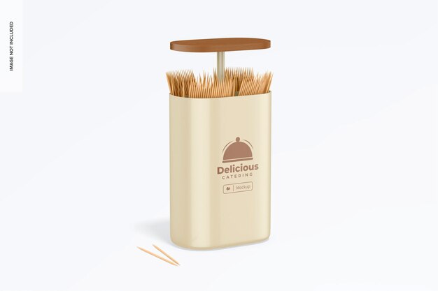 Plastic Toothpick Dispenser Mockup, Opened