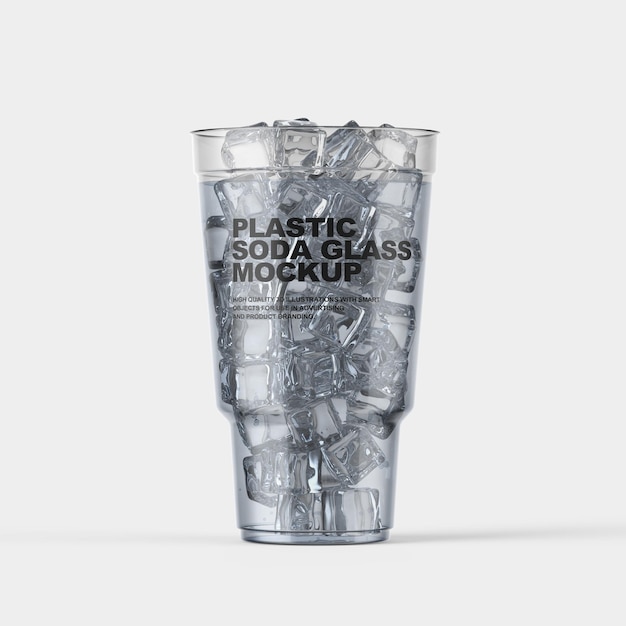 PSD plastic transparent soda glass mockup