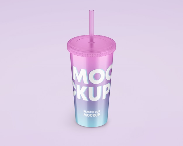 Plastic Travel Cup with Straw