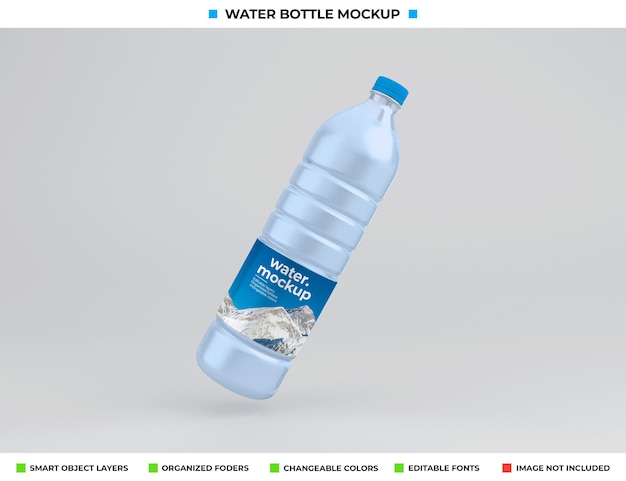 Mockup di bottiglia d'acqua in plastica isolato