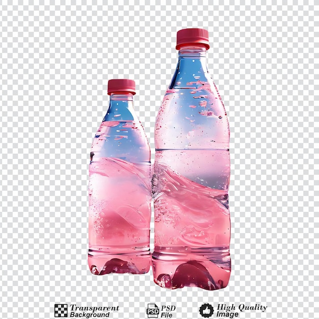 PSD Пластиковые бутылки с водой на пляже концепция загрязнения изолирована на прозрачном фоне